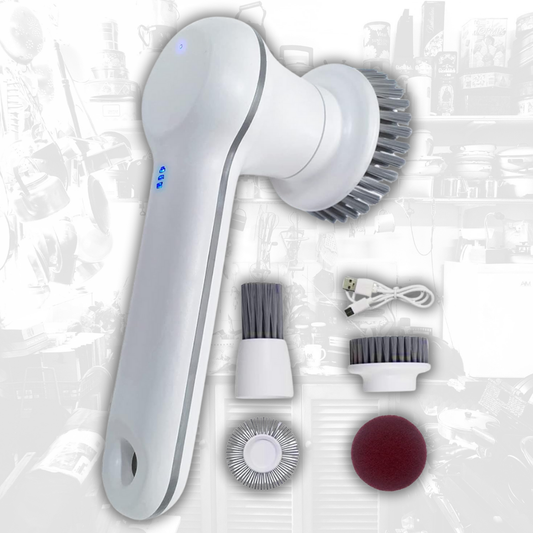 Electric Spin Scrubber, Cordless Shower Scrubber with Battery Level Display, 2 Speeds Electric Scrubber for Cleaning with 6 Replaceable Heads, Cleaning Brush